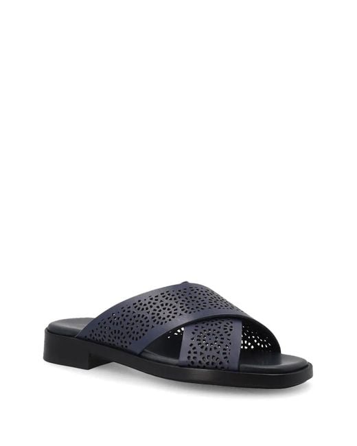 Frau Blue Perforated Crossover Sandals