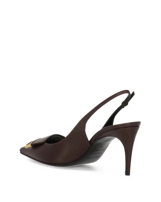 Sergio Rossi Metallic Sr Evolv Plaque-Detail Pointed-Toe Slingback Pumps