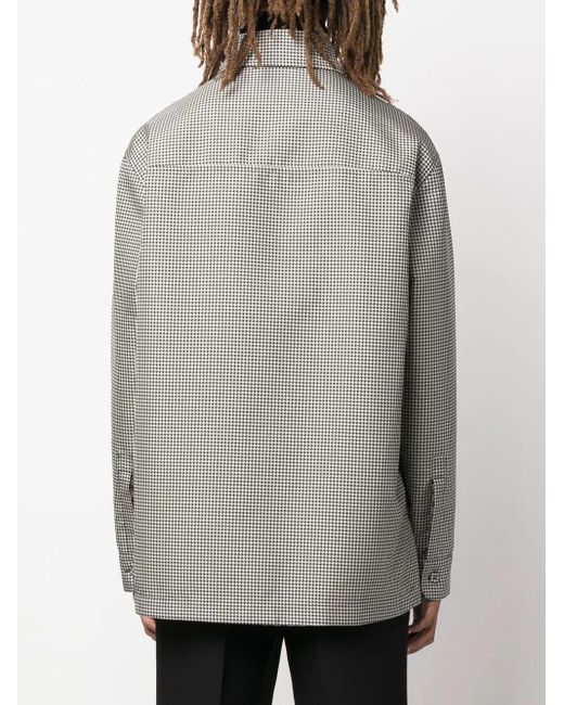 Fendi Gray Reversible Houndstooth-Check Jacket for men