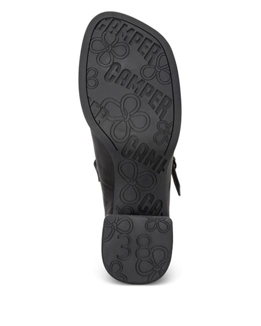Camper Black Leather Block-Heel Mary Jane Shoes