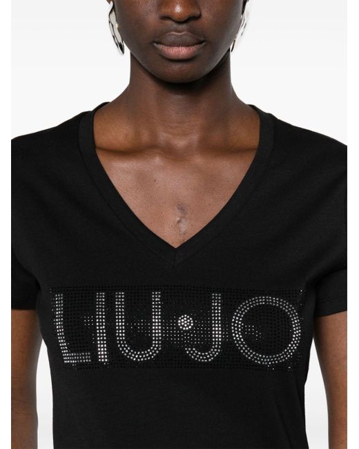 Liu Jo Logo-appliqué Cotton T-shirt Black