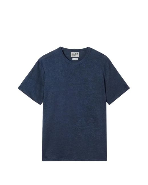 Mc2 Saint Barth Blue Ecstasea Linen T-Shirt for men