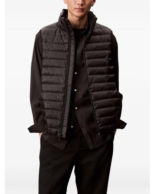 Calvin Klein Black Zip Quilted Gilet for men