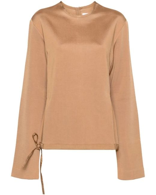Jil Sander Natural Crew-Neck Long-Sleeve Sweatshirt