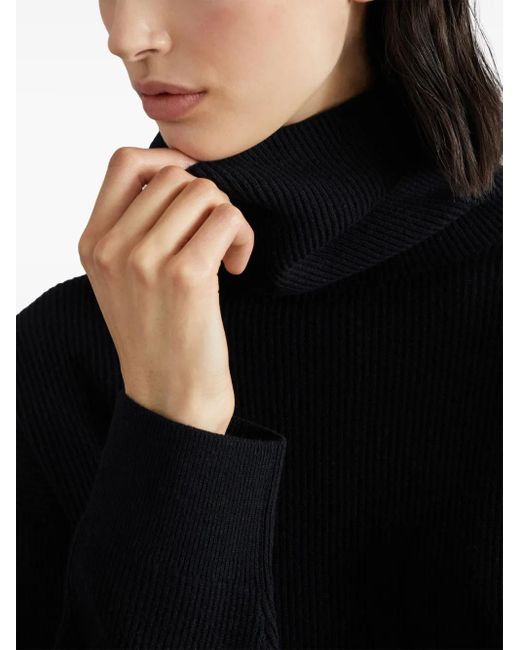Brunello Cucinelli Black Ribbed Turtleneck Sweater