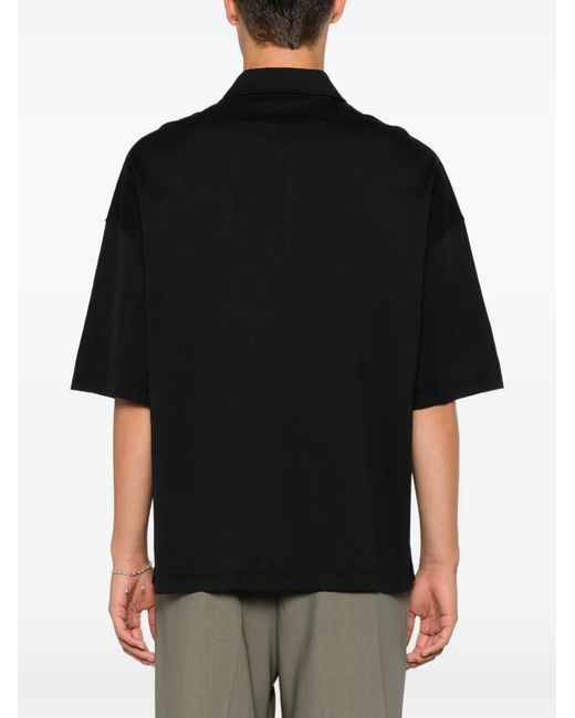 Roberto Collina Black Short-Sleeve Polo Shirt for men