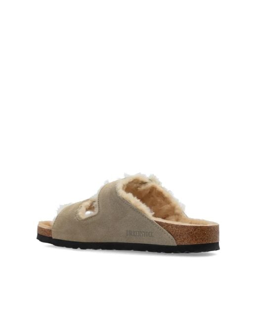 Birkenstock White Arizona Taupe Suede Sandals