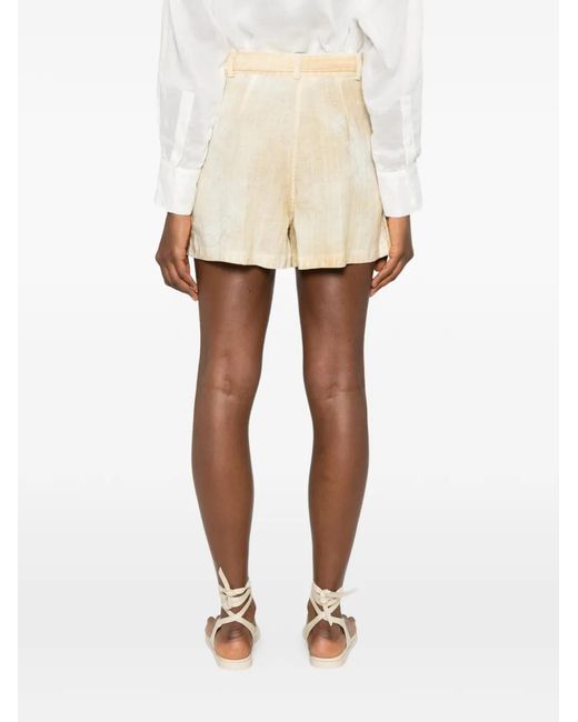 ERMANNO FIRENZE Natural Floral Belted Shorts