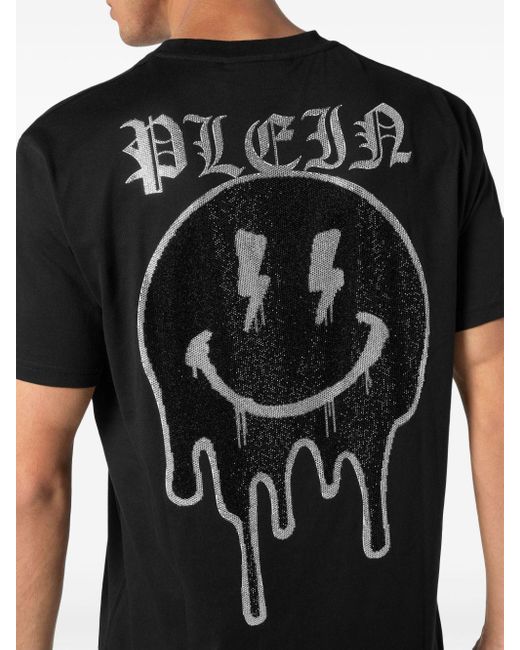 Camiseta Smile con apliques de strass Philipp Plein de hombre de color Black