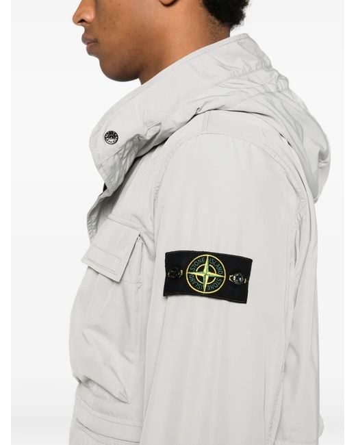 Stone Island White Pearl Polyester Short Parka for men