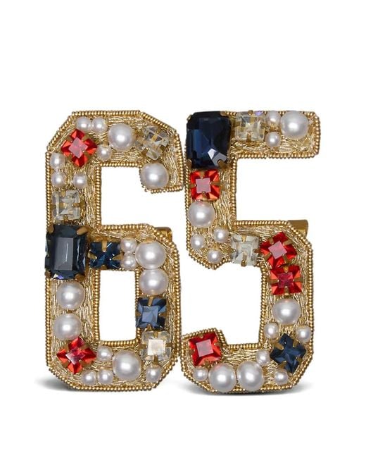 Thom Browne White Pearl Crystal Bullion Embroidery 65 Brooch