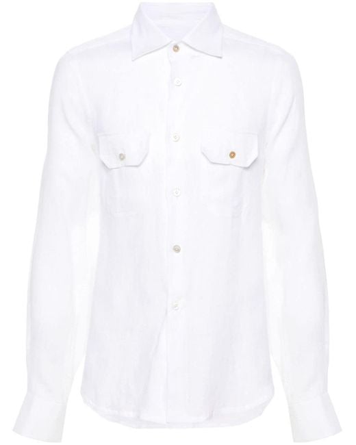 Kiton Hemd aus geflammtem Leinen in White für Herren