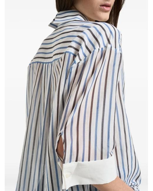 Semicouture Blue Striped Chest-Pocket Shirt