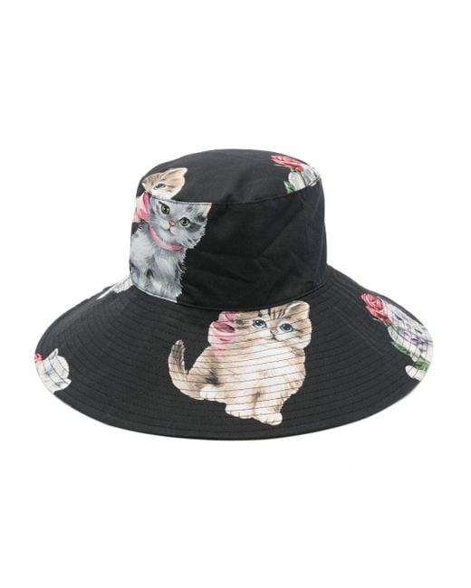 Vivetta Black Cat-print Bucket Hat
