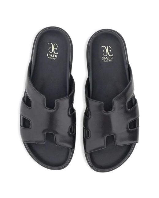 Fabi White Cut-Out Strap Leather Sandals for men