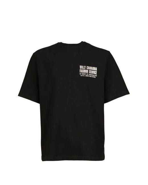 Willy Chavarria Black Fashion Services Logo-Print Cotton T-Shirt for men