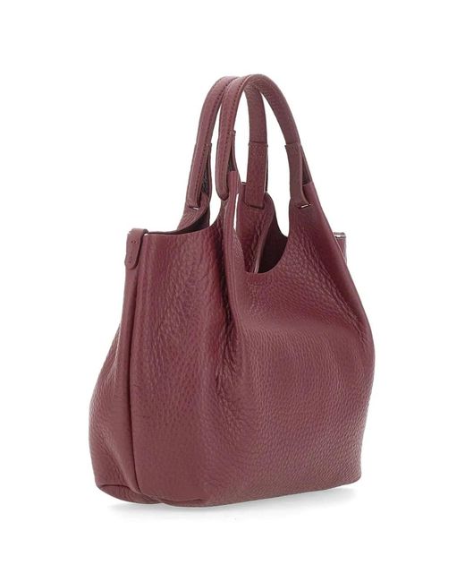 Gianni Chiarini Purple Dua Pebbled Leather Tote Bag