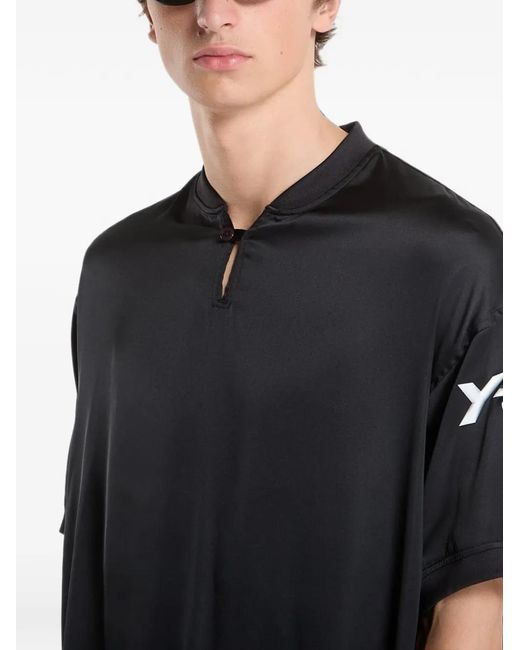 Y-3 Black Liquid Logo Satin T-Shirt for men