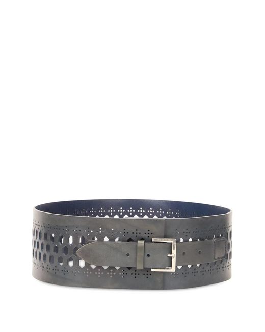 Alberta Ferretti Gray Geometric Cut-Out Belt