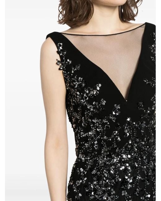 Saiid Kobeisy スパンコールトリム イブニングドレス Black