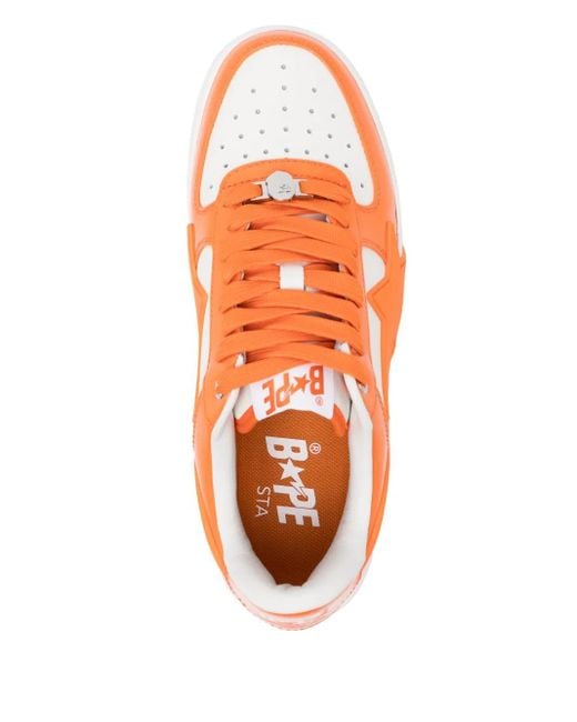 A Bathing Ape Orange Bape Sta Sneakers for men