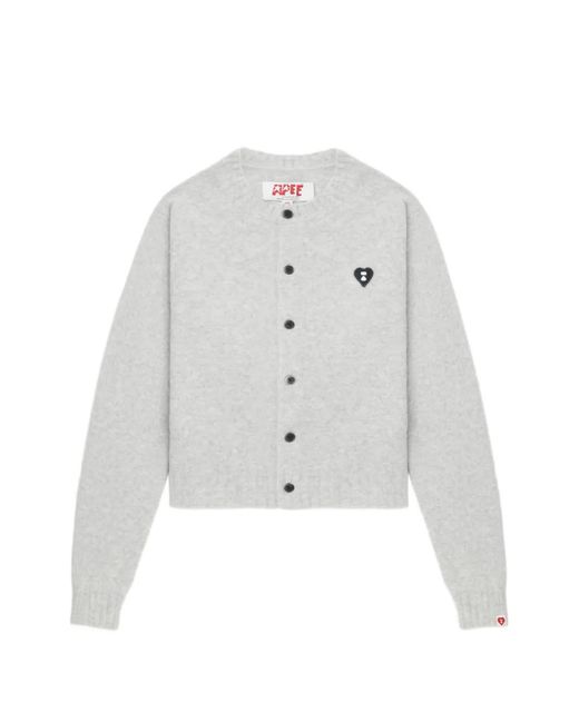 A Bathing Ape White Button Heart Knitwear