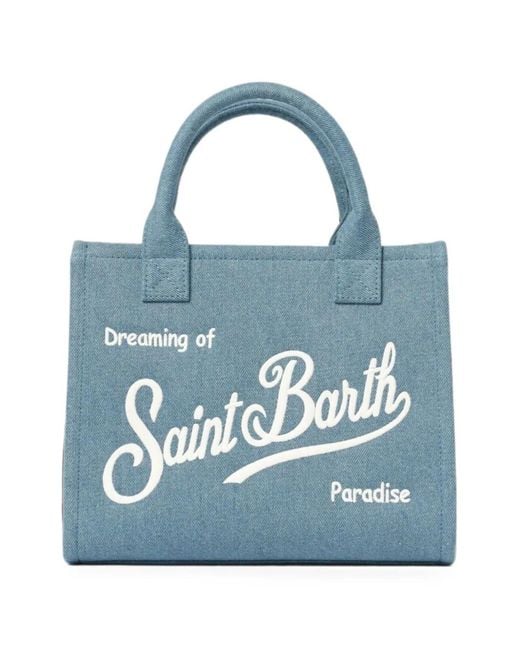 Mc2 Saint Barth Blue Cabas Vanity À Logo Brodé