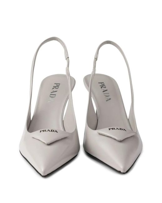 Prada Pumps Met Triangel Logo in het White