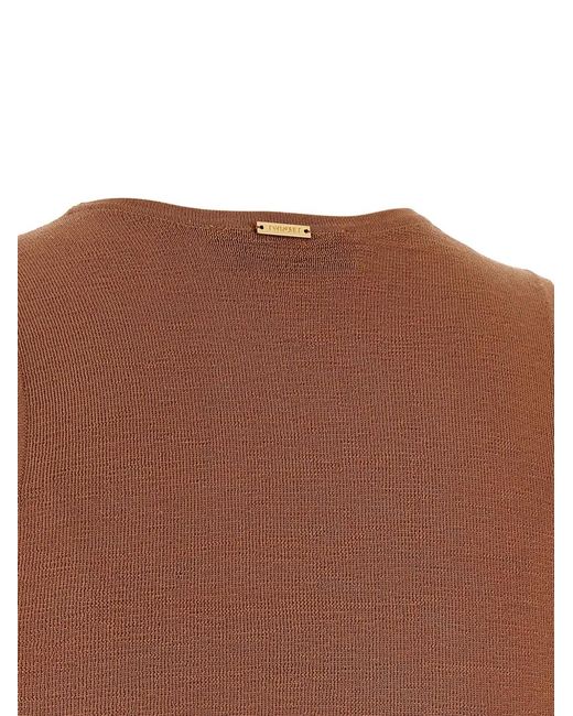 Twinset Brown Sequin-Embellished Top
