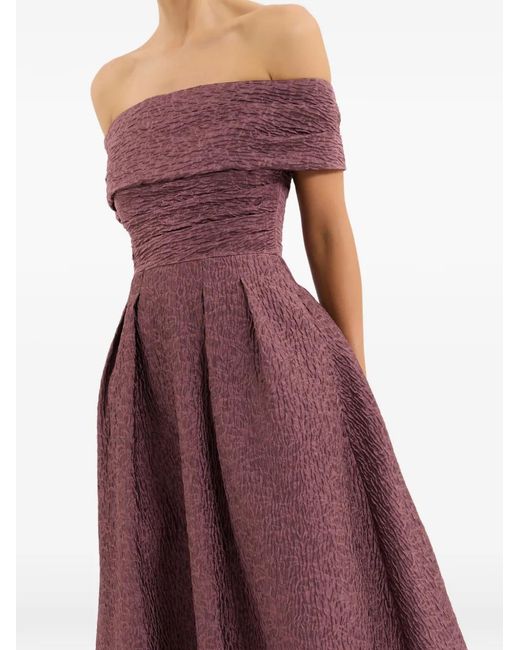 Rebecca Vallance Purple Adalin Off-Shoulder Midi Dress