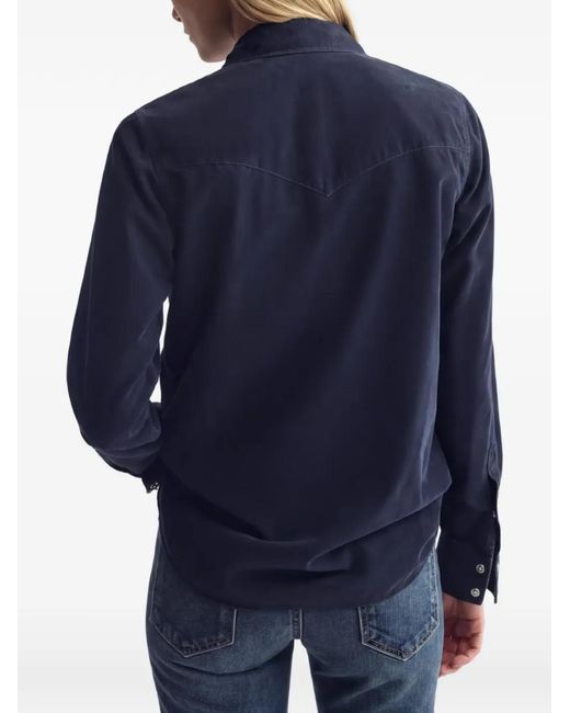 Nili Lotan Blue Travis Corduroy Shirt