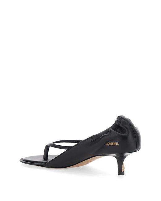 Jacquemus White Gathered Leather Sandals