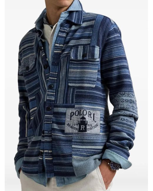 Polo Ralph Lauren Blue Patchwork Cardigan for men