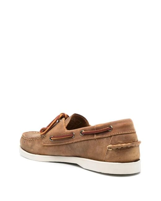 Sebago Brown Leather Boat Shoes for men