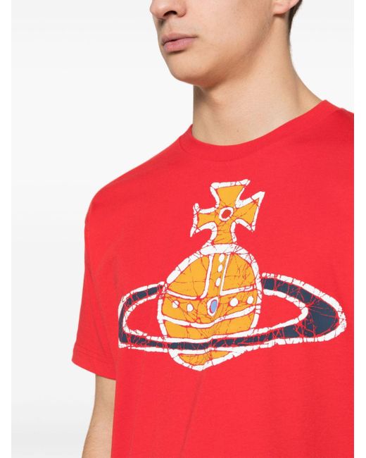 Vivienne Westwood Red T-Shirt mit Orb-Logo-Print