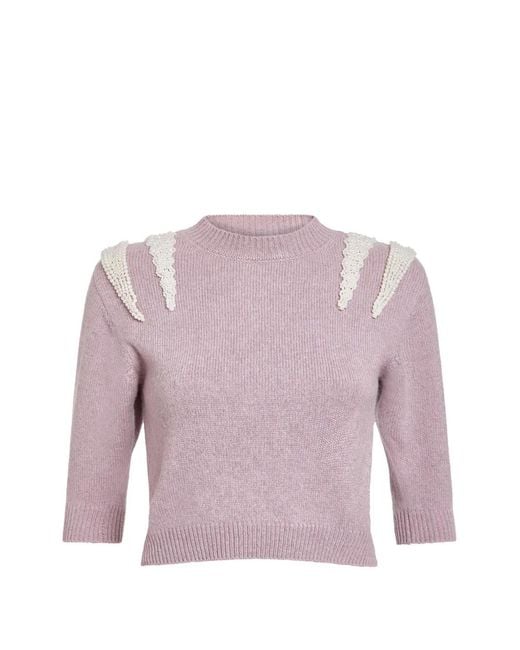 Markarian Purple Posy Pearl-Patch Sweater