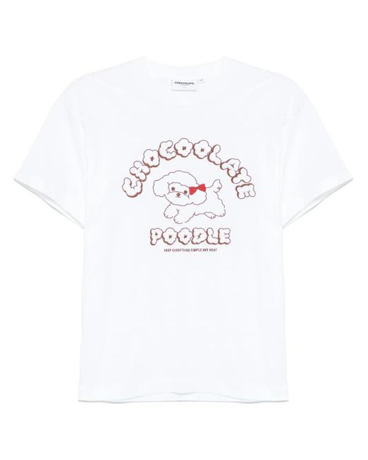 Chocoolate White Poodle Graphic T-Shirt