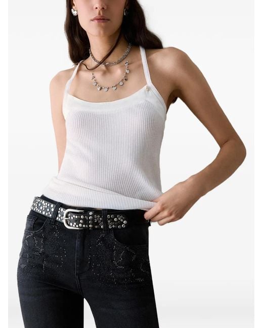 Liu Jo White Cross-Back Knit Top