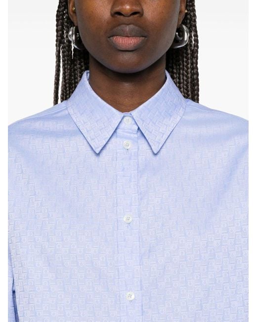 Ferragamo Blue Monogram Shirt