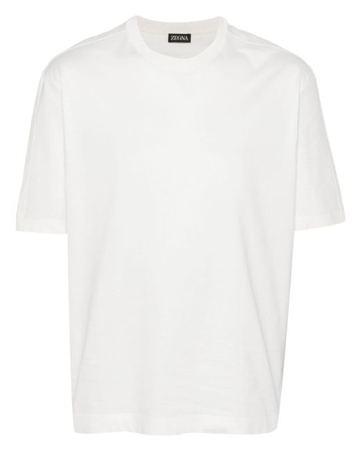Zegna White Side-slits Cotton T-shirt for men