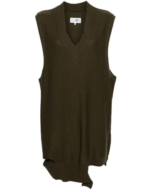 MM6 by Maison Margiela Green Sleeveless Knitted Minidress