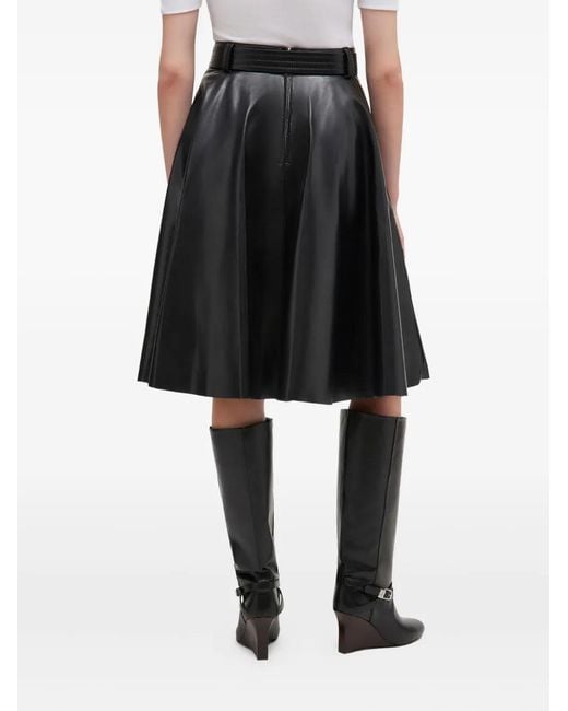 Falda De Piel Ganni de color Black