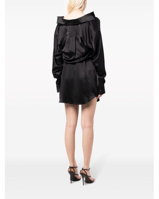 Robe courte en soie à design superposé Alexander Wang en coloris Black