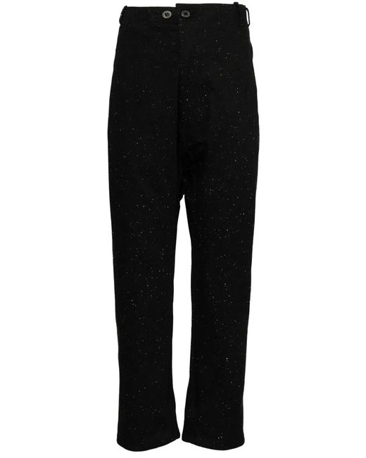 Boris Bidjan Saberi Black Dyed Drop-Crotch Trousers for men