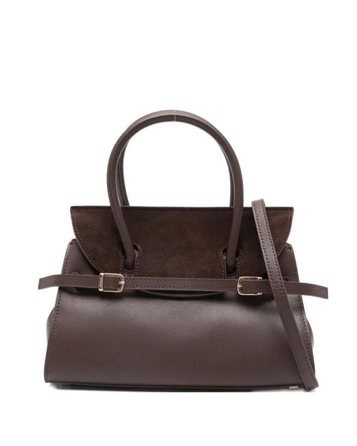 Jonathan Simkhai Brown Small River Suede-Panel Buckled Tote Bag
