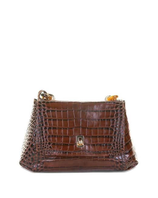 VISONA Brown Croc-Effect Shoulder Bag