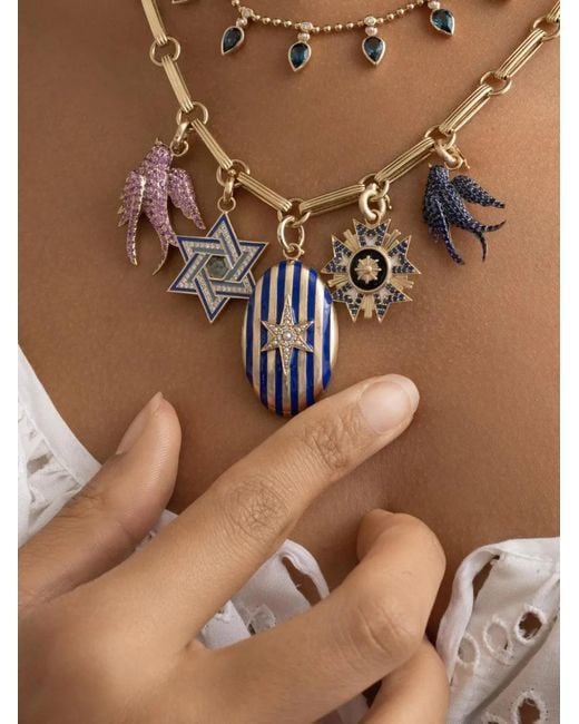 Storrow Jewelry Metallic Florence Sapphire Medallion Pendant