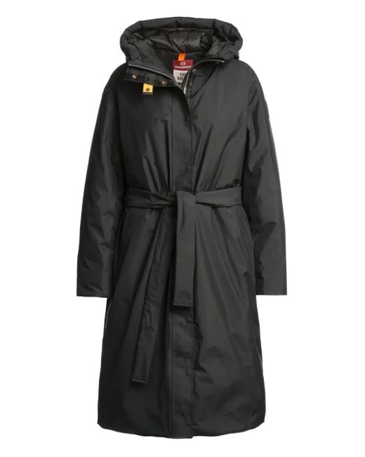 Parajumpers Black Hooded Belted Coat