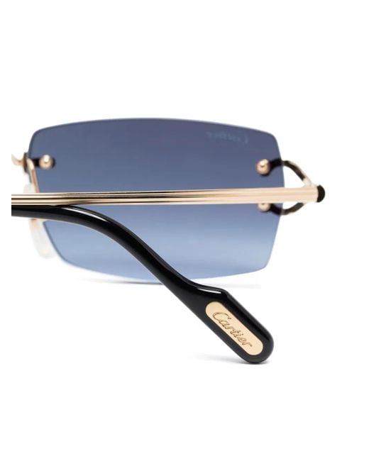 Cartier Blue Rectangle-Frame Sunglasses