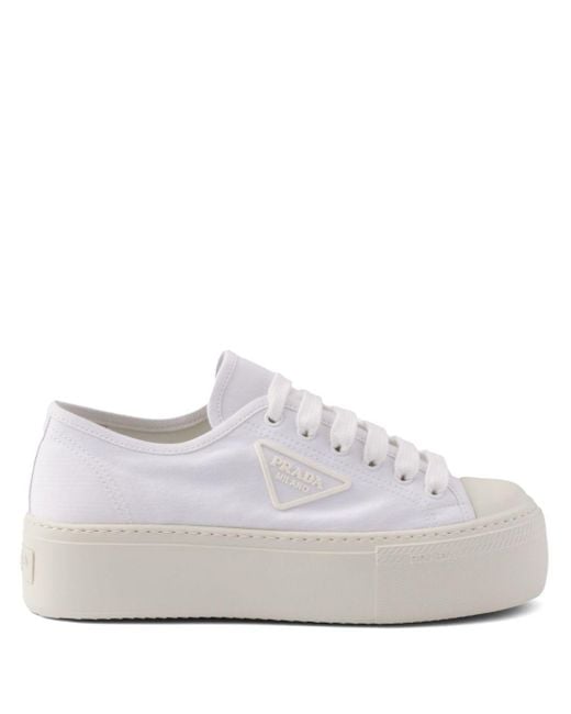 Prada White Laced Fabric Sneakers